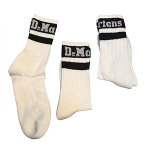 3 Pair Doc Martens White and Black Crew Socks